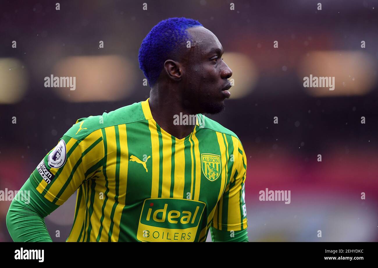 West Bromwich Albion's Mbaye Diagne with dyed hair during the Premier League match at Turf Moor, Burnley. Picture date: Saturday February 20, 2021. Stock Photo
