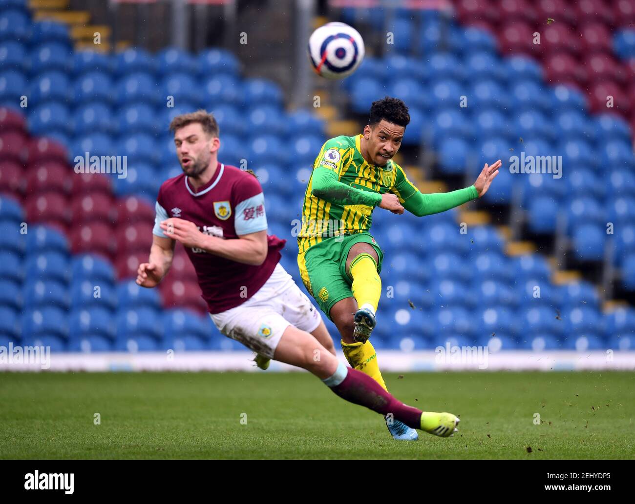 West Bromwich Albion's Matheus Pereira shoots during the Premier League match at Turf Moor, Burnley. Picture date: Saturday February 20, 2021. Stock Photo