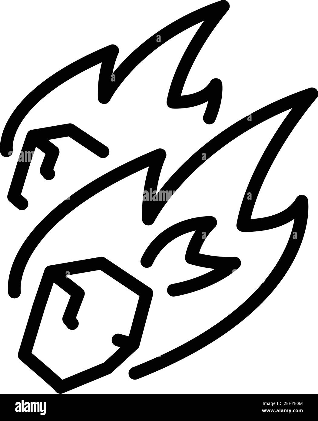Fire asteroids icon. Outline fire asteroids vector icon for web design isolated on white background Stock Vector