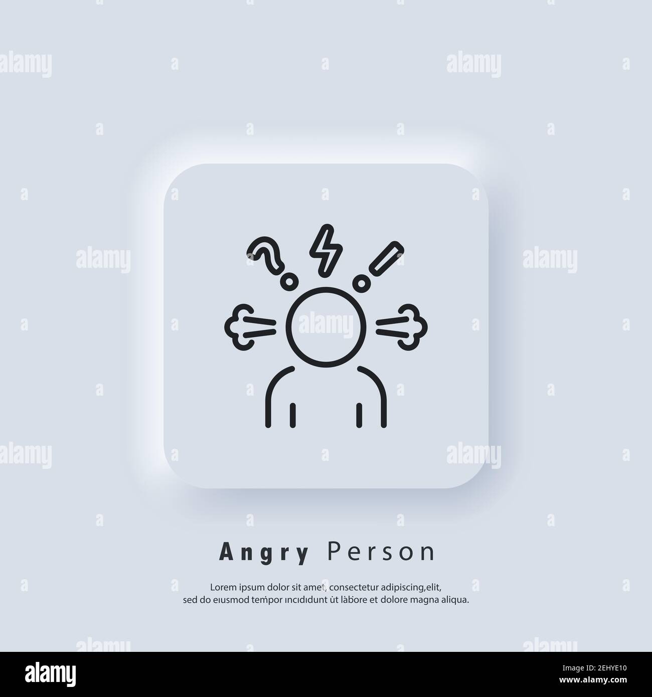 Angry Person icon. Headache glyph icon. Anger and irritation. Frustration. Aggression icons. Occupational stress. Emotional stress symptom. Nervous te Stock Vector