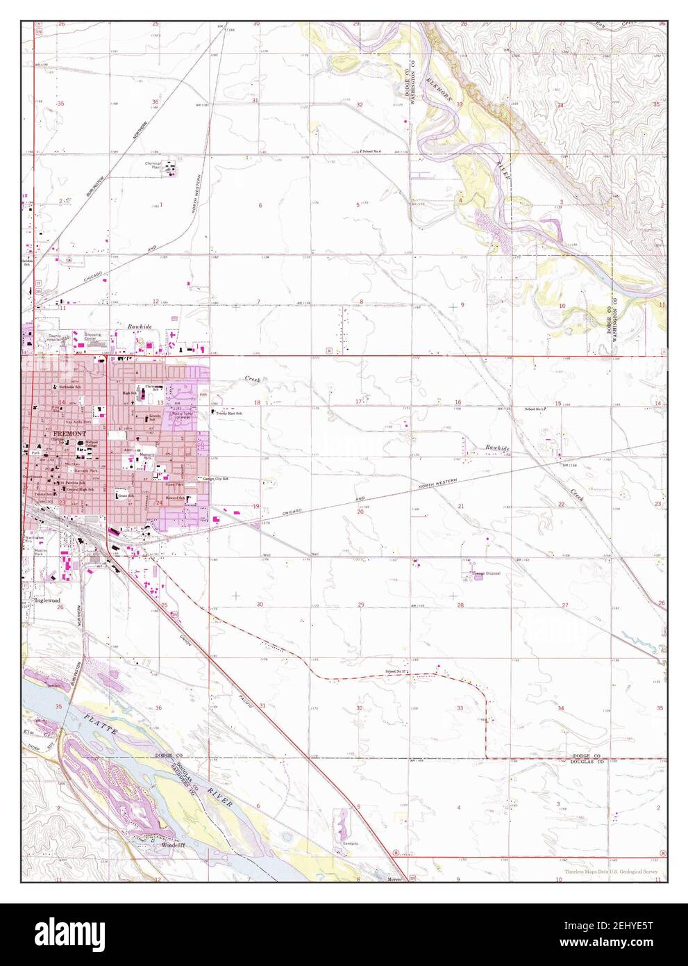 Fremont East, Nebraska, map 1968, 124000, United States of America by