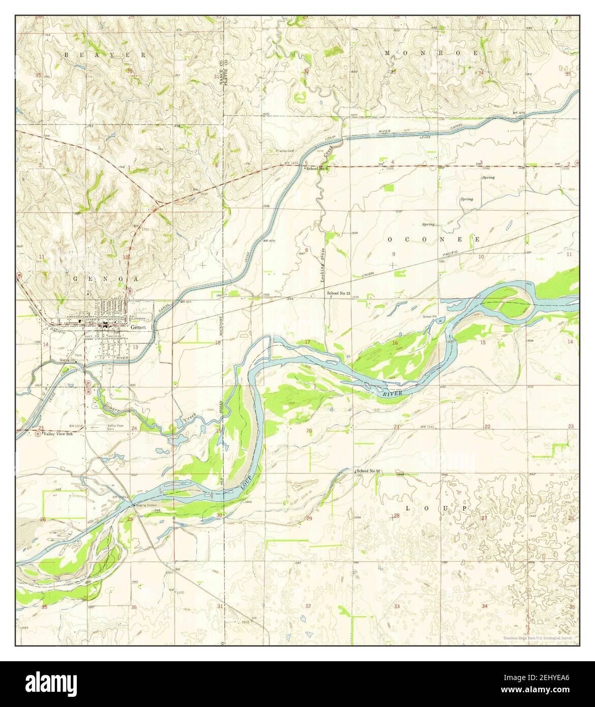 Genoa, Nebraska, map 1958, 124000, United States of America by