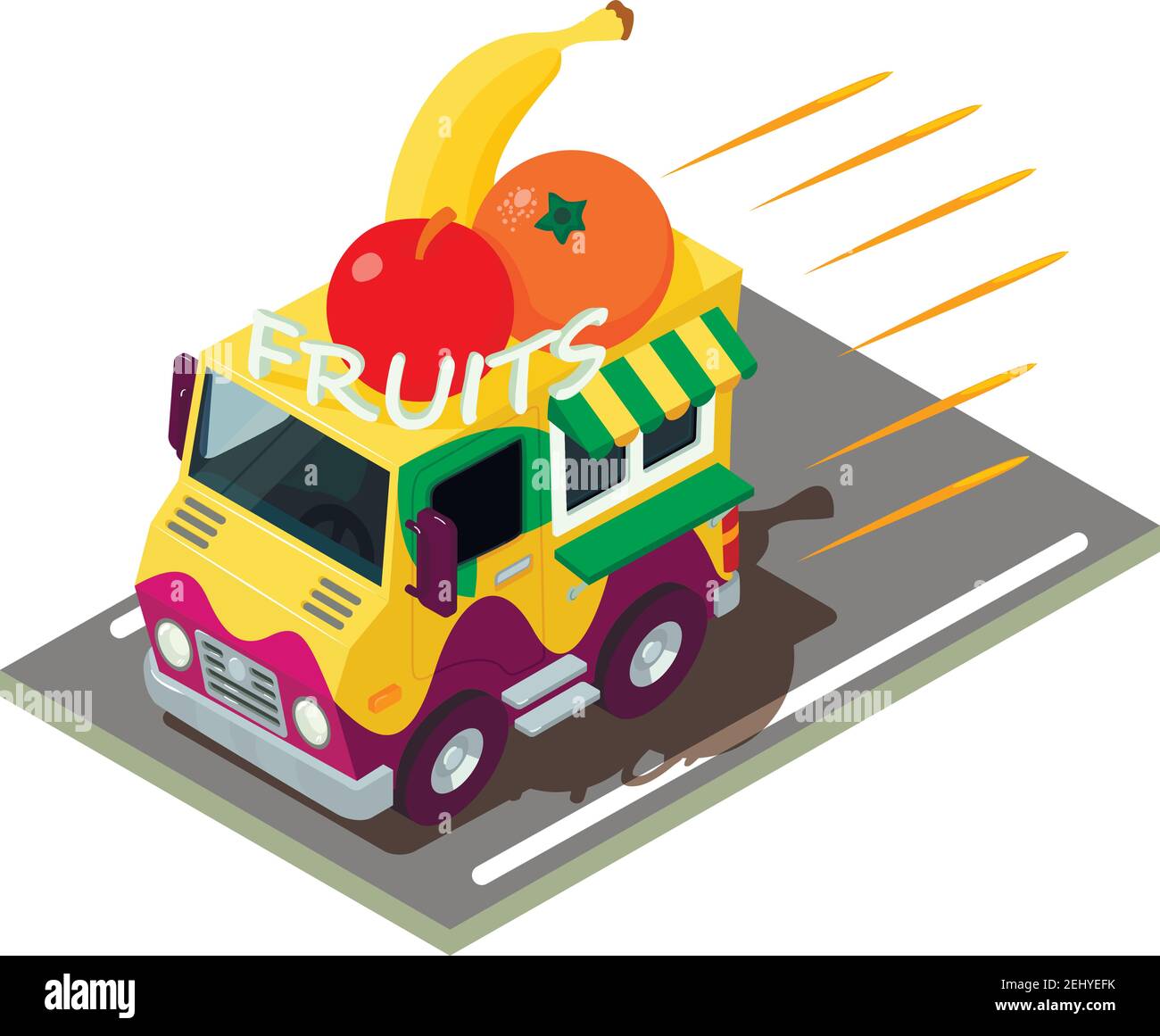 Fruit delivery icon. Isometric illustration of fruit delivery vector icon for web Stock Vector