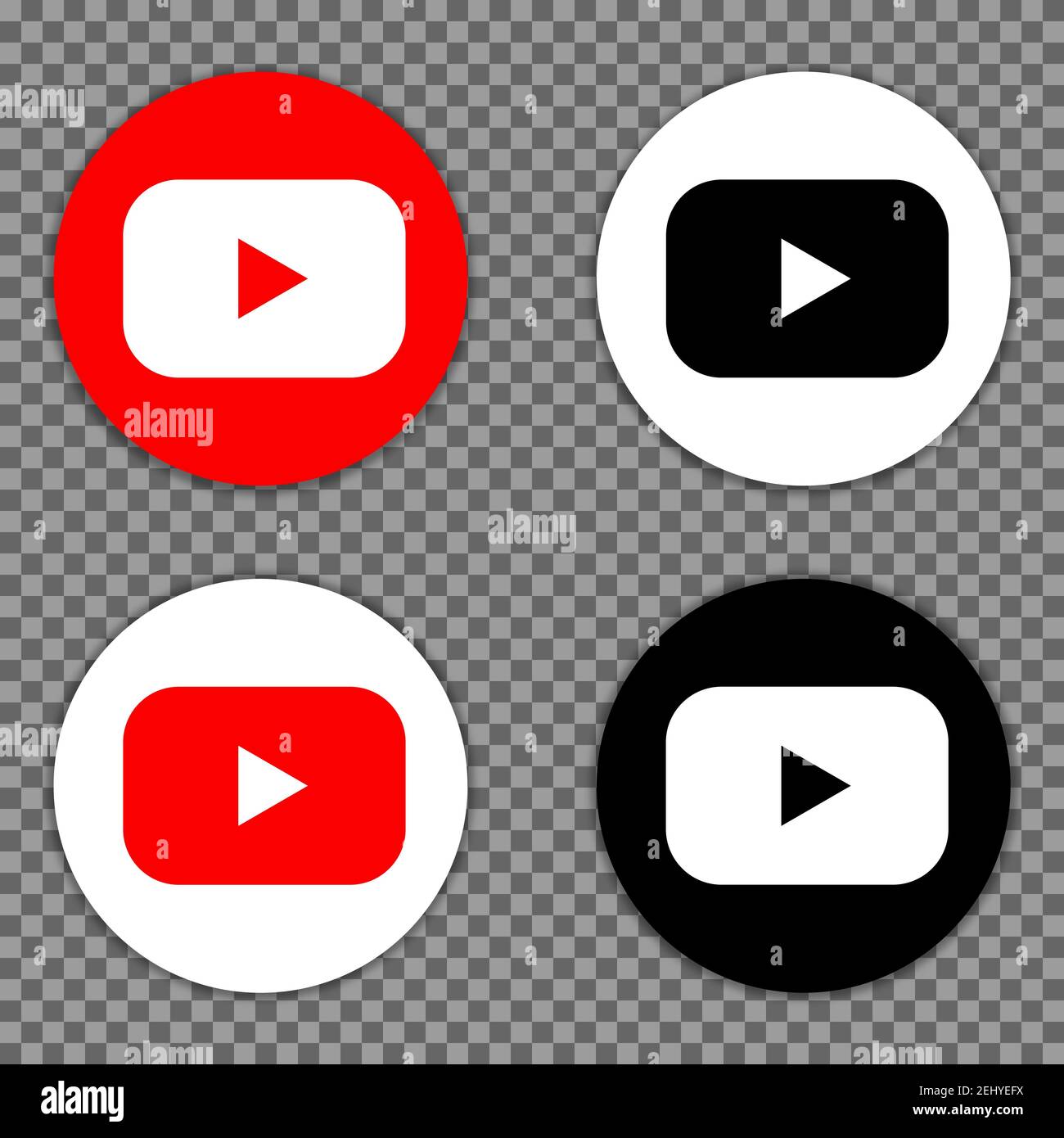 Youtube Buttons Set Modern Icon Vector Illustration Isolated On Transparent Background Stock Vector Image Art Alamy