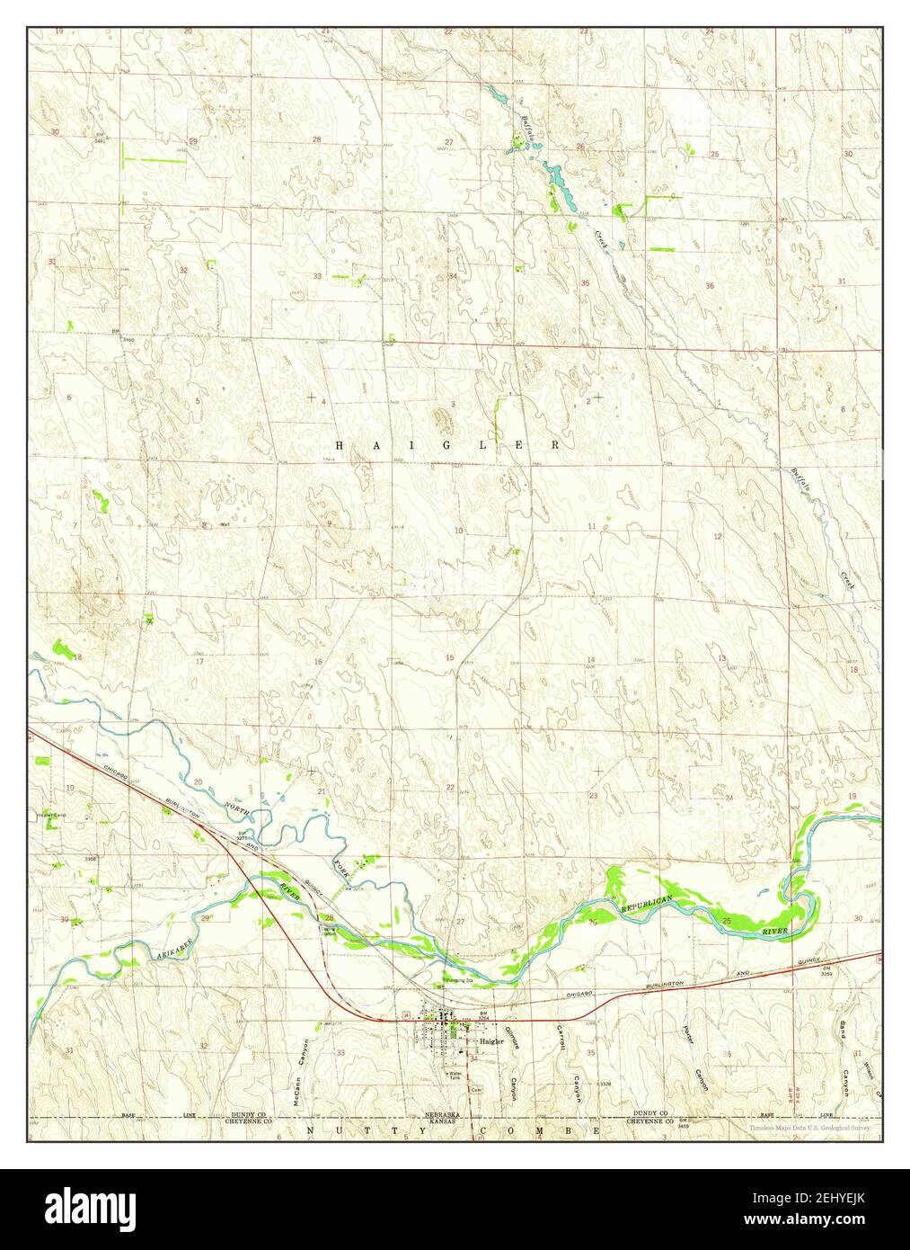 Haigler, Nebraska, map 1961, 124000, United States of America by