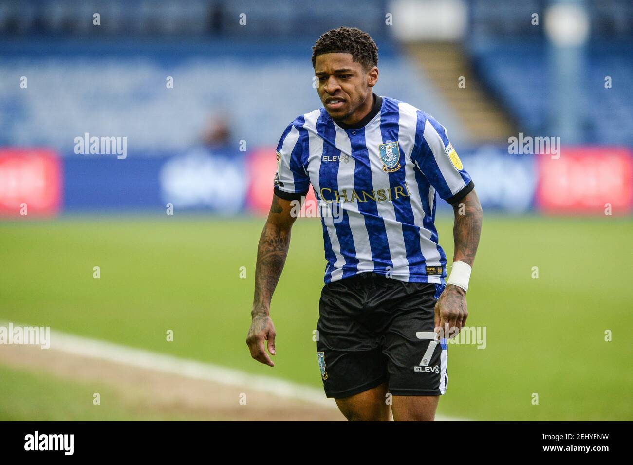 Sheffield, UK. 13th Feb, 2021. Kadeem Harris #7 of Sheffield Wednesday during the game in Sheffield, UK on 2/13/2021. (Photo by Dean Williams/News Images/Sipa USA) Credit: Sipa USA/Alamy Live News Stock Photo