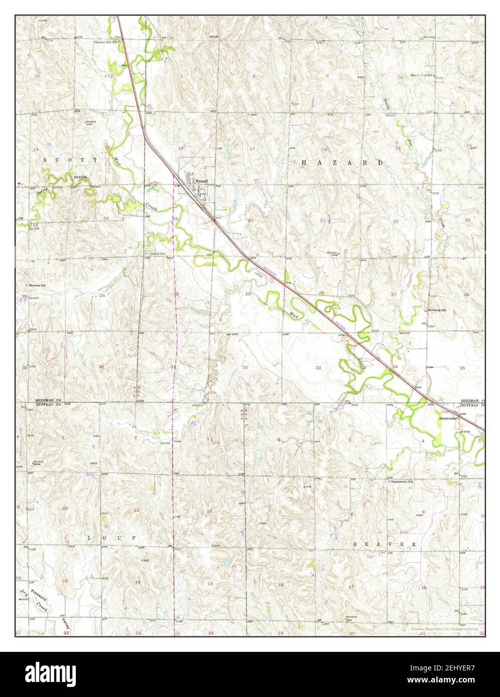 Hazard, Nebraska, map 1951, 124000, United States of America by Timeless Maps, data U.S