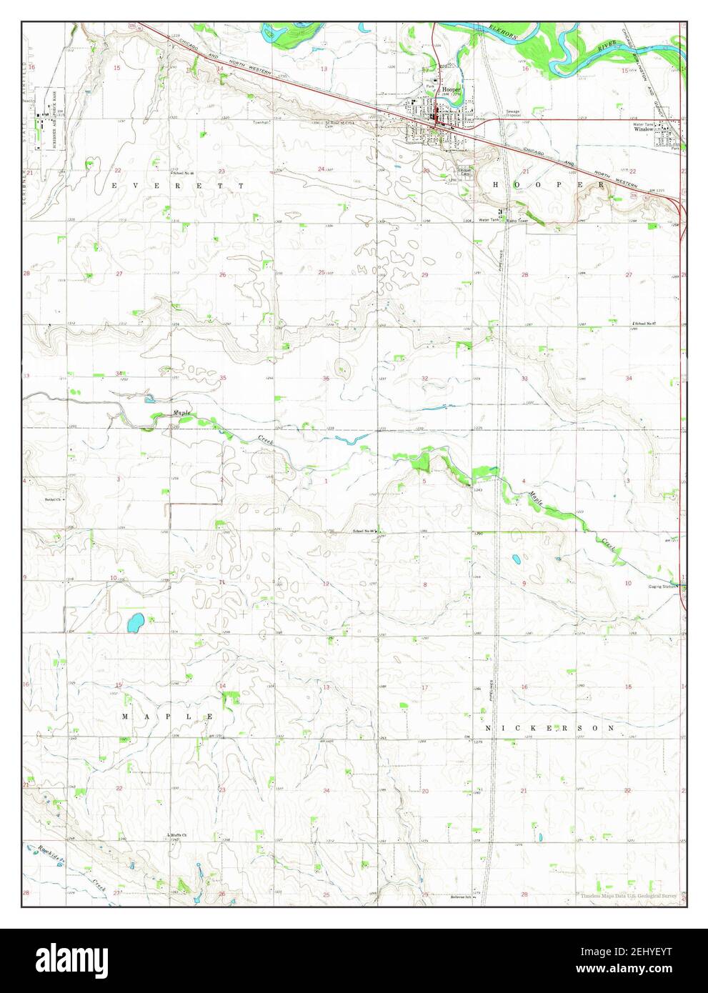 Hooper, Nebraska, map 1966, 124000, United States of America by