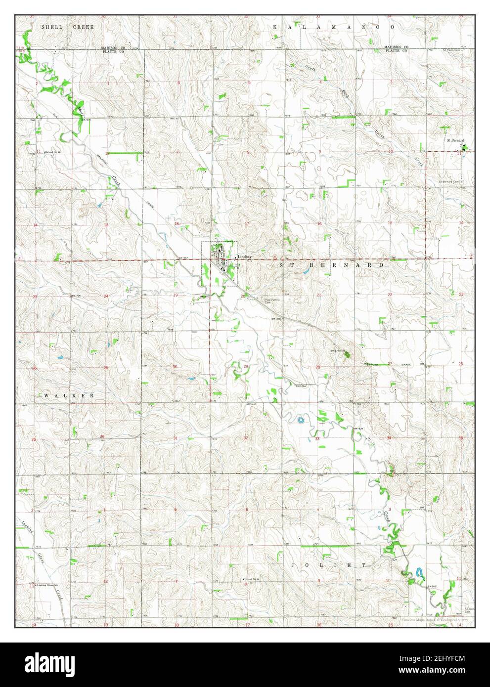 Lindsay, Nebraska, map 1966, 124000, United States of America by Timeless Maps, data U.S
