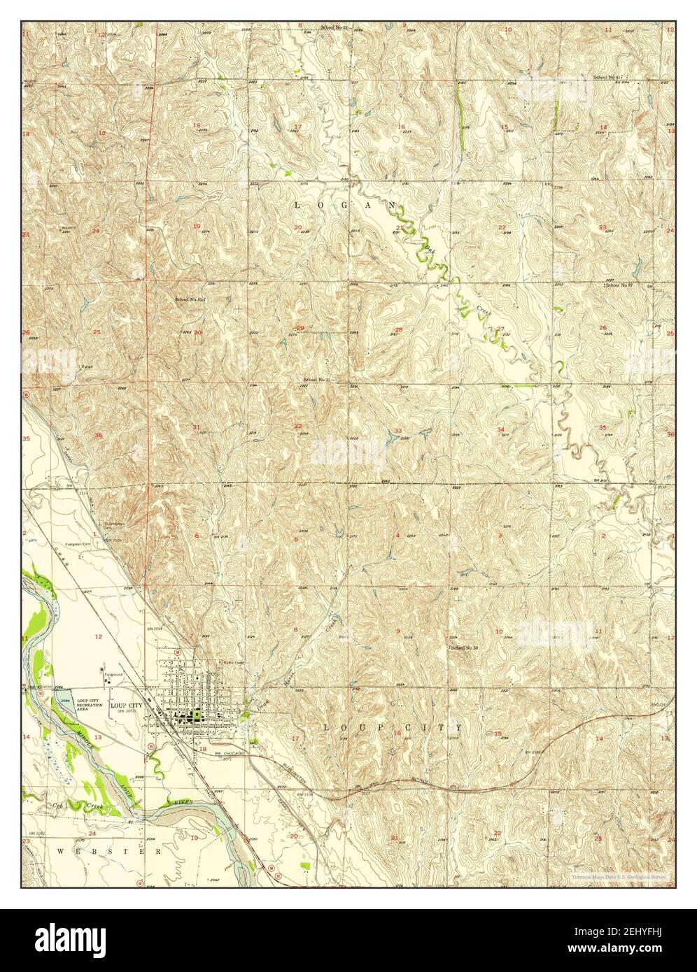 Loup City, Nebraska, map 1953, 124000, United States of America by