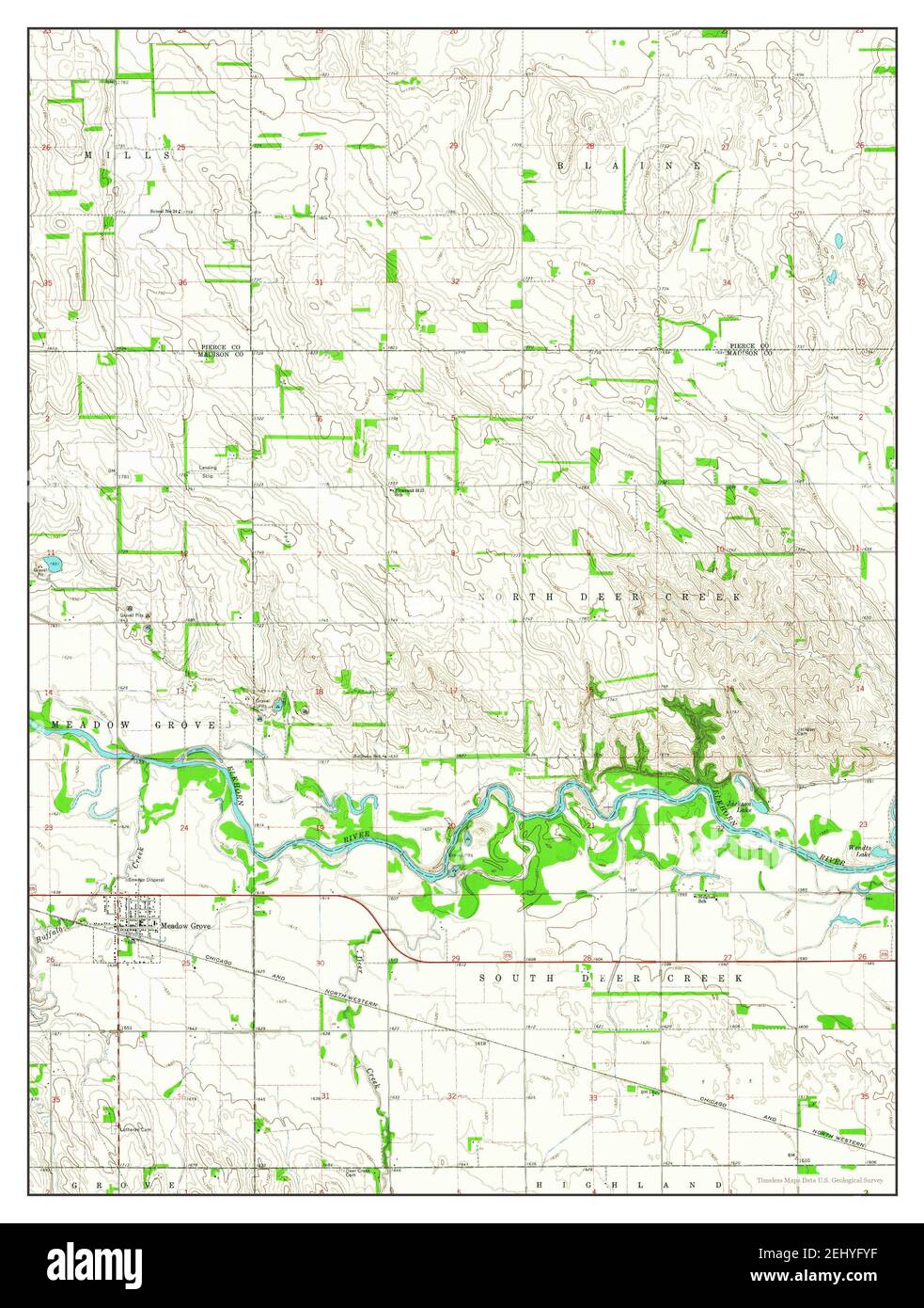 Meadow Grove, Nebraska, map 1963, 124000, United States of America by