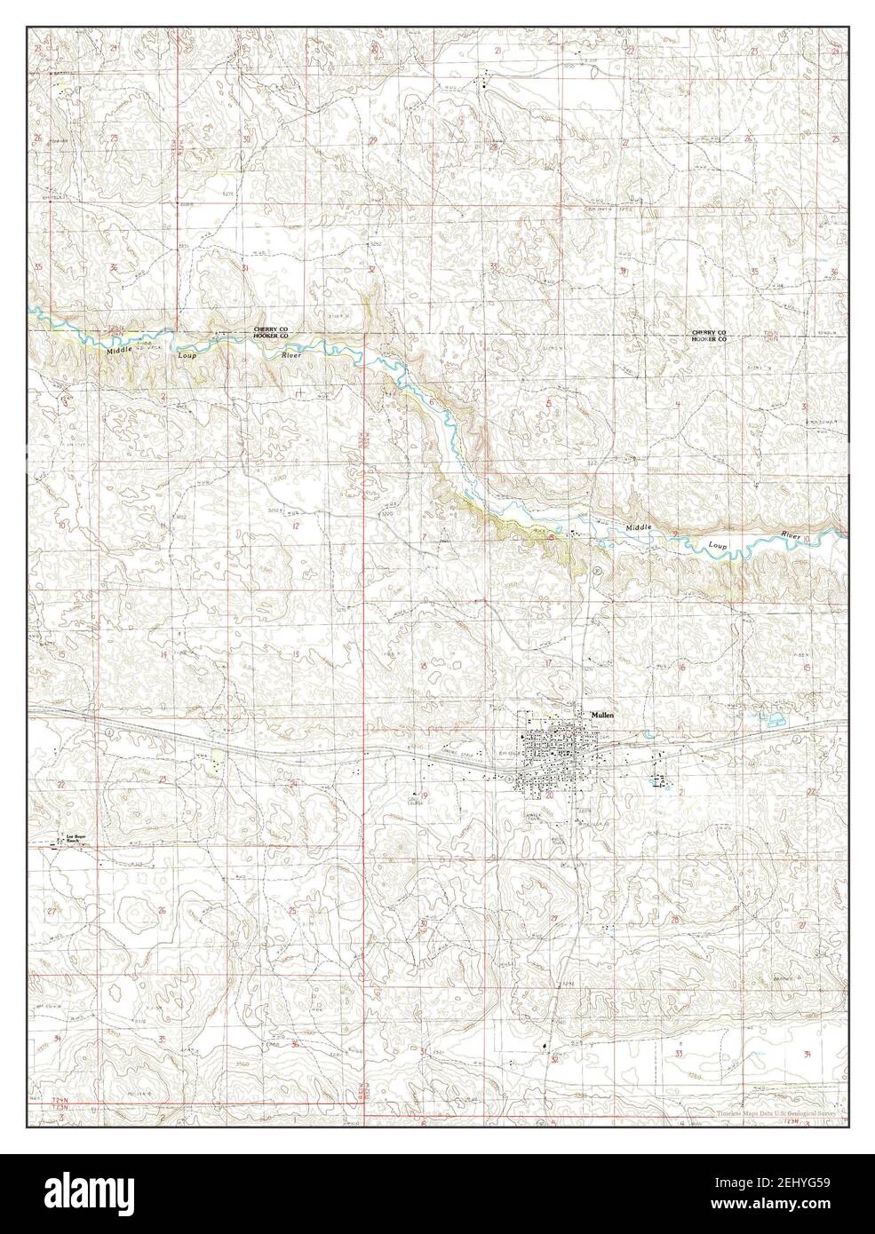 Mullen, Nebraska, map 1988, 1:24000, United States of America by Timeless Maps, data U.S. Geological Survey Stock Photo