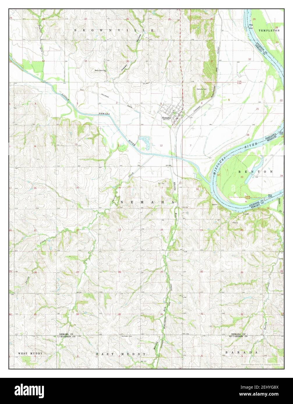 Nemaha, Nebraska, map 1966, 124000, United States of America by Timeless Maps, data U.S
