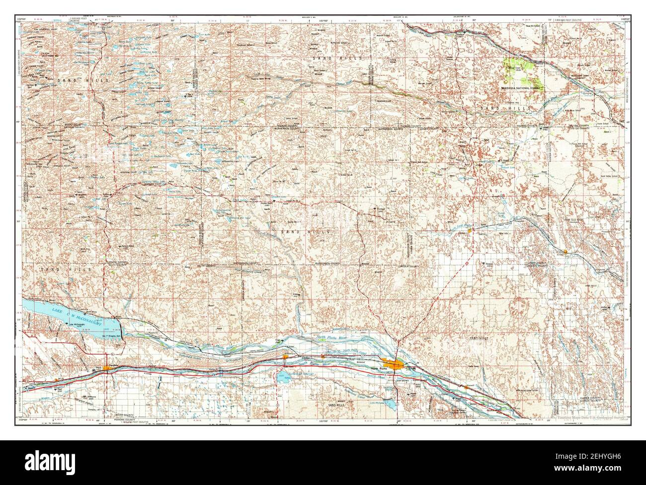 North Platte, Nebraska, map 1954, 1250000, United States of America by Timeless Maps, data U.S