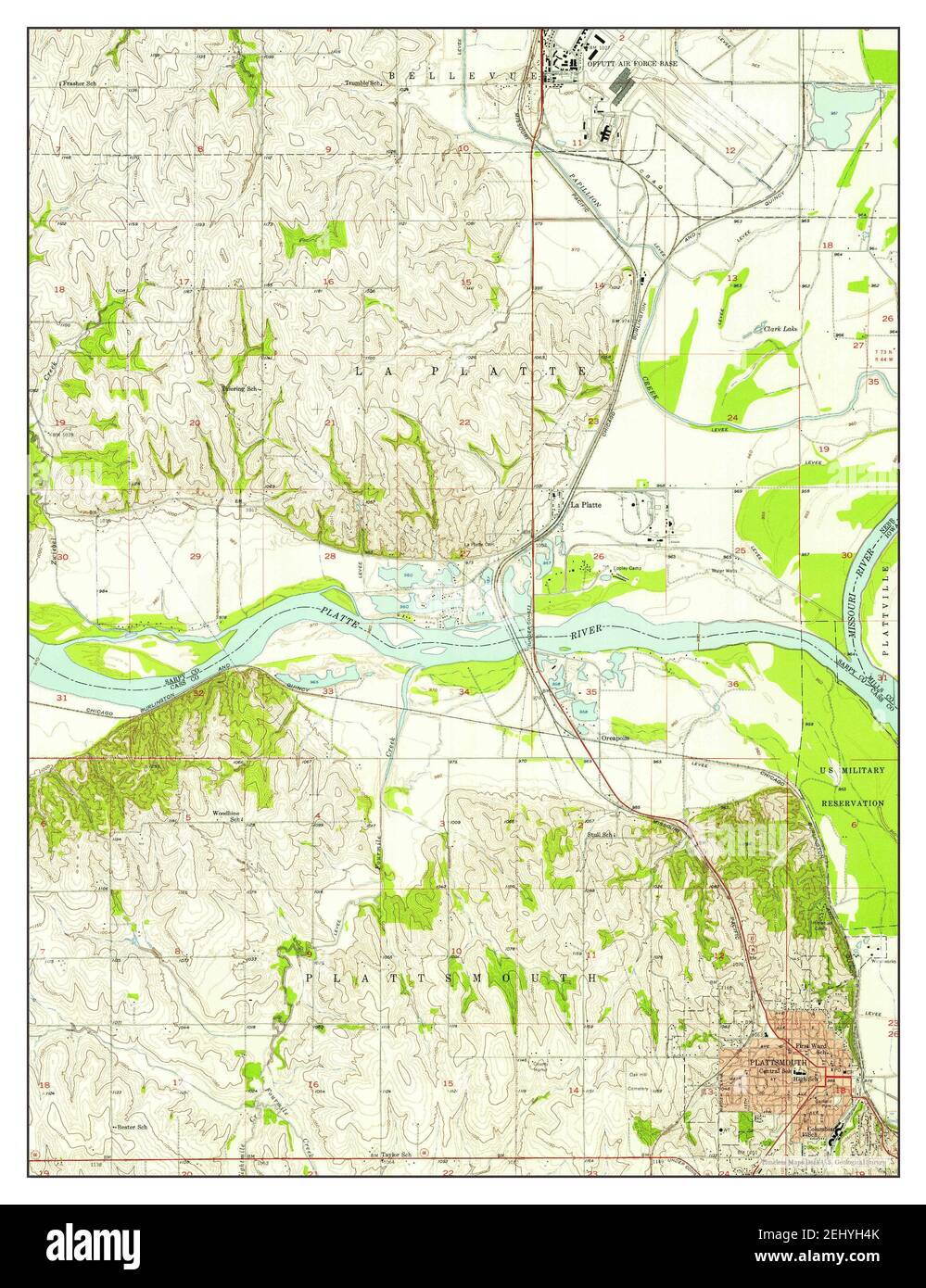 Plattsmouth, Nebraska, map 1956, 124000, United States of America by Timeless Maps, data U.S