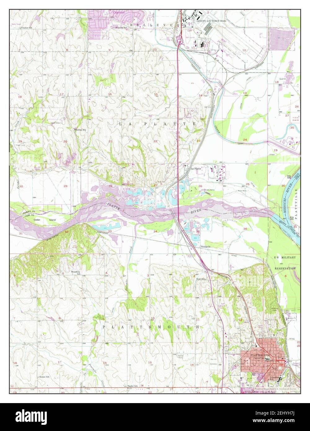 Plattsmouth, Nebraska, map 1956, 124000, United States of America by Timeless Maps, data U.S