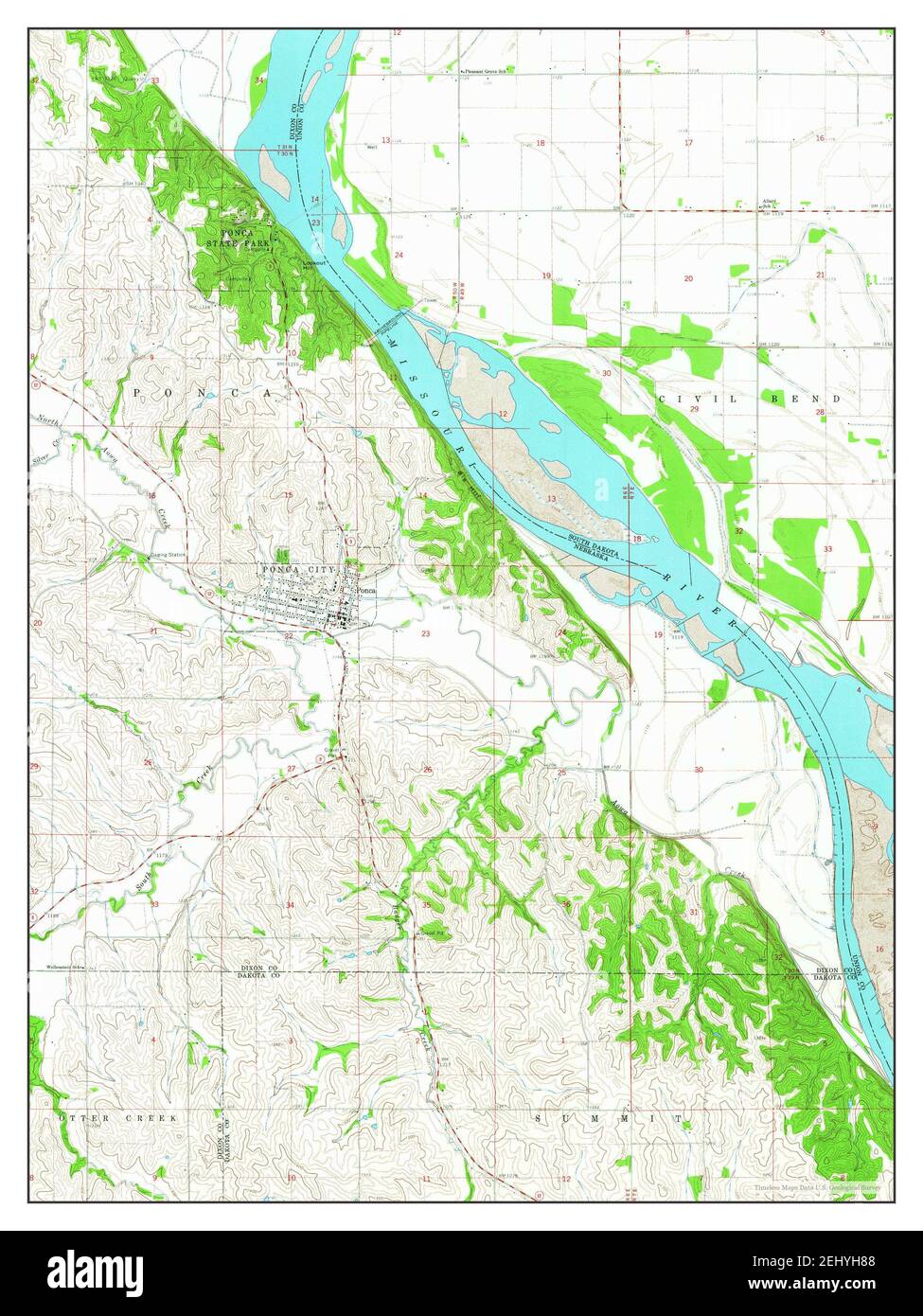 Ponca, Nebraska, map 1964, 124000, United States of America by