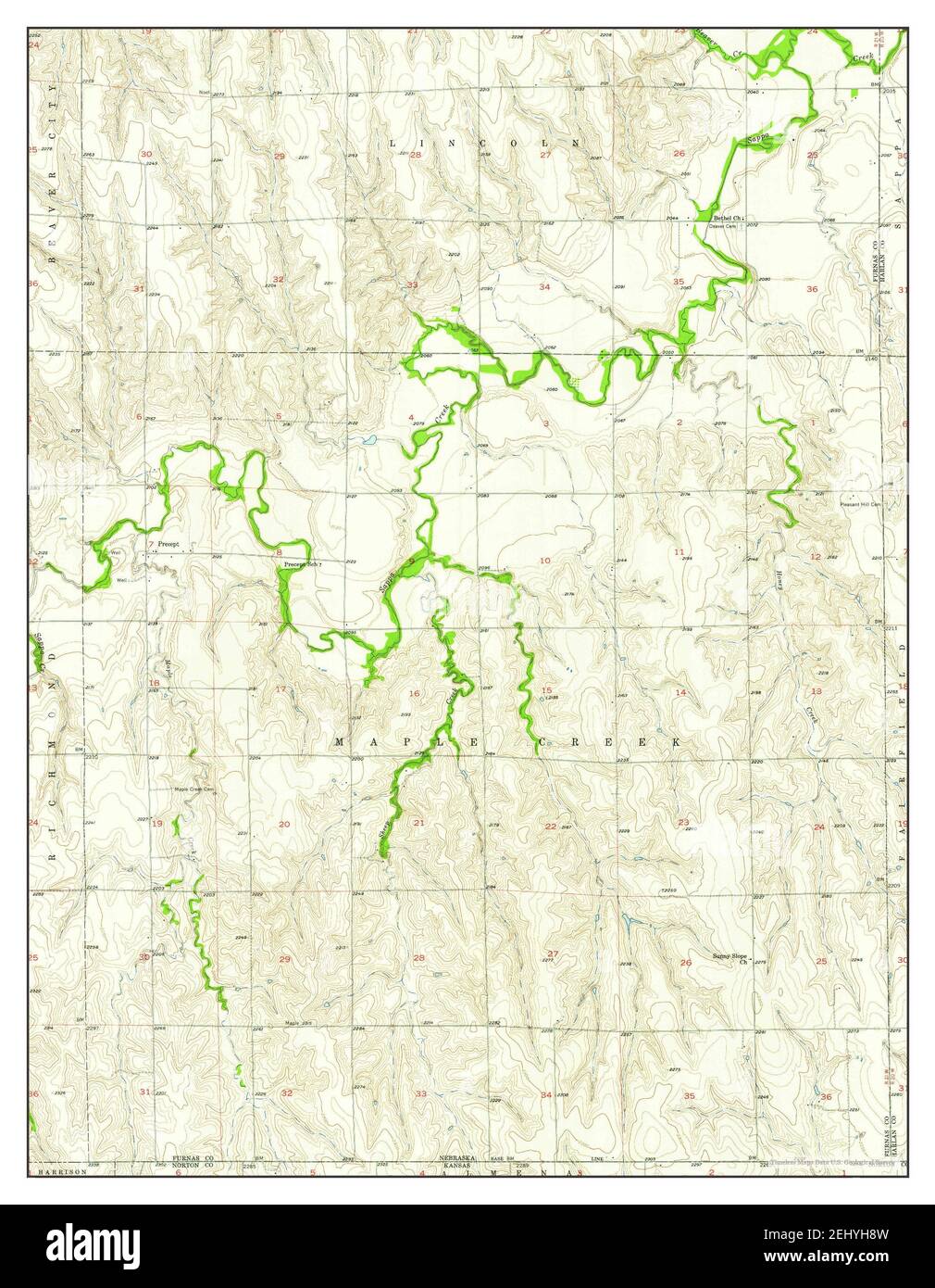 Precept, Nebraska, map 1957, 1:24000, United States of America by Timeless Maps, data U.S. Geological Survey Stock Photo