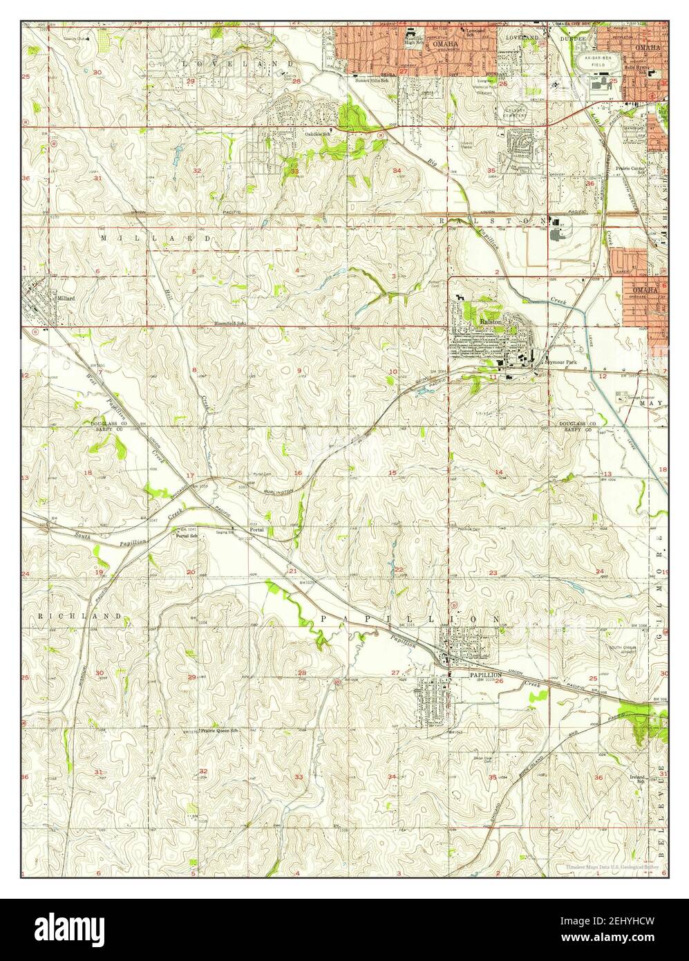 Ralston, Nebraska, map 1956, 124000, United States of America by