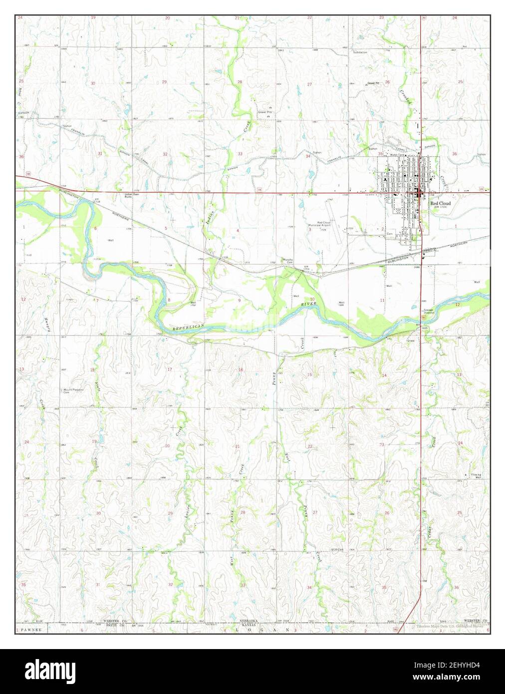 Red Cloud, Nebraska, map 1974, 124000, United States of America by