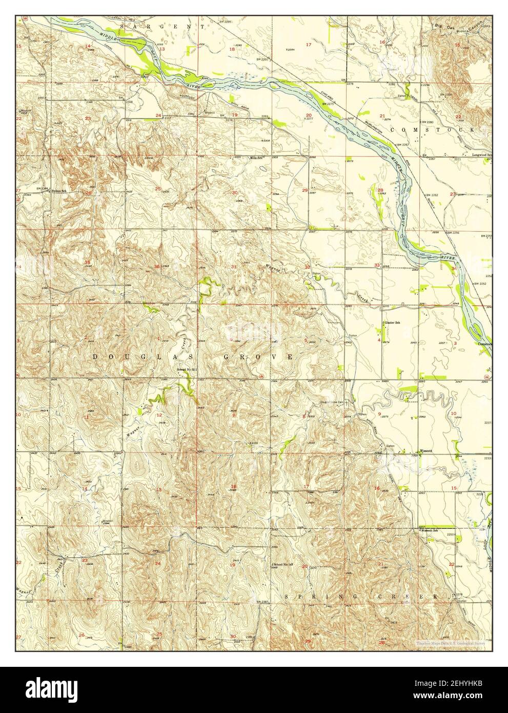 Sargent SE, Nebraska, map 1952, 124000, United States of America by