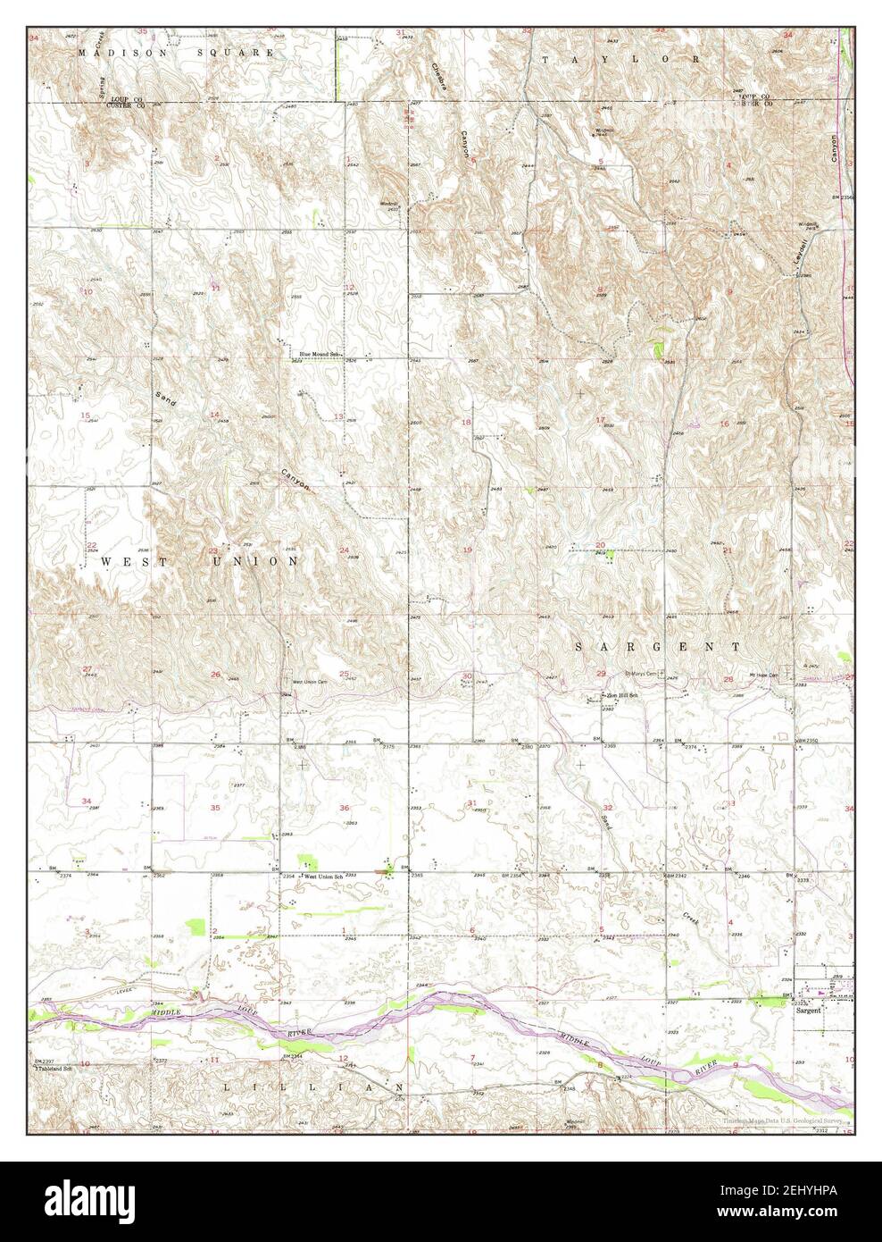 Sargent West, Nebraska, map 1952, 124000, United States of America by