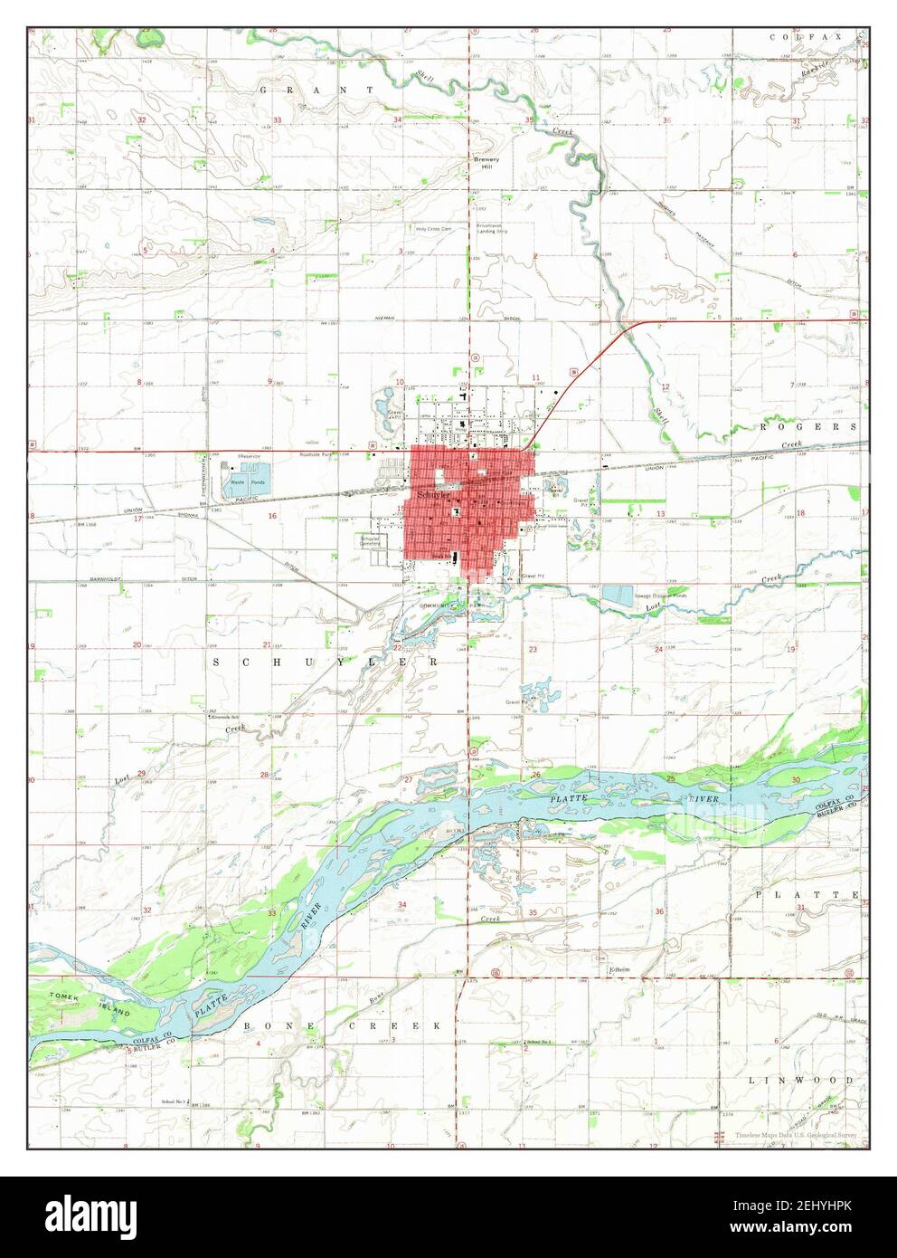 Schuyler, Nebraska, map 1968, 124000, United States of America by Timeless Maps, data U.S