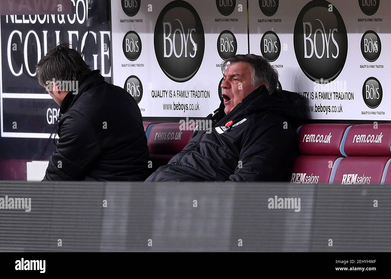 West Bromwich Albion manager Sam Allardyce on the bench during the Premier League match at Turf Moor, Burnley. Picture date: Saturday February 20, 2021. Stock Photo