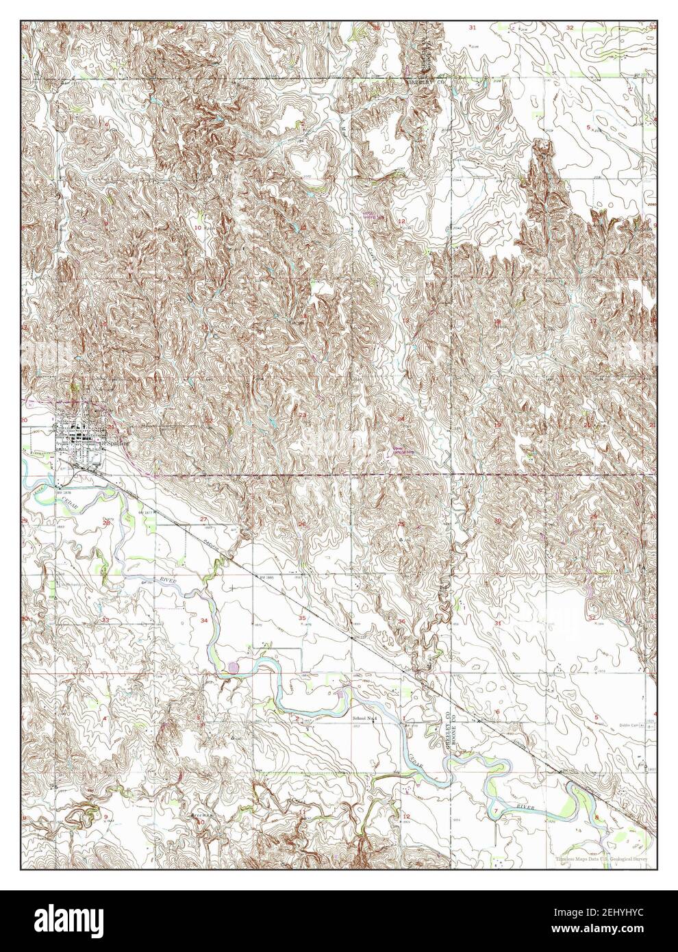 Spalding, Nebraska, map 1954, 124000, United States of America by