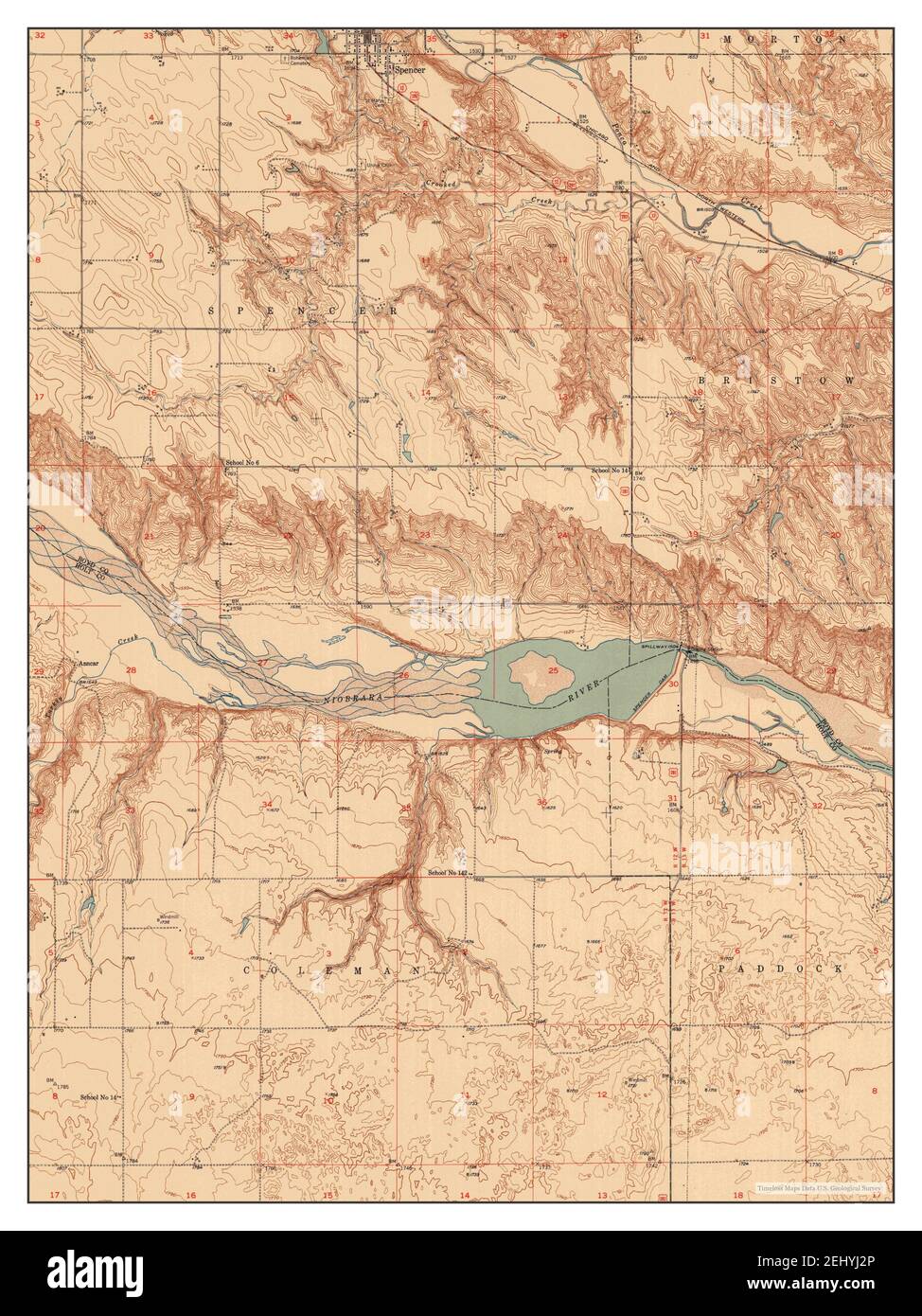 Spencer South, Nebraska, map 1952, 124000, United States of America by