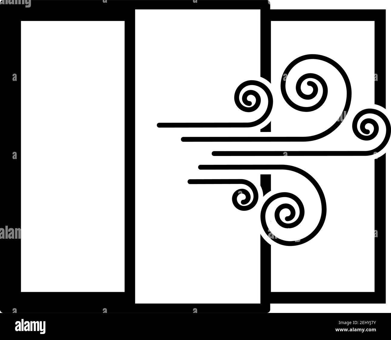 Room Ventilation Icon. Black Glyph Design. Vector Illustration Stock ...