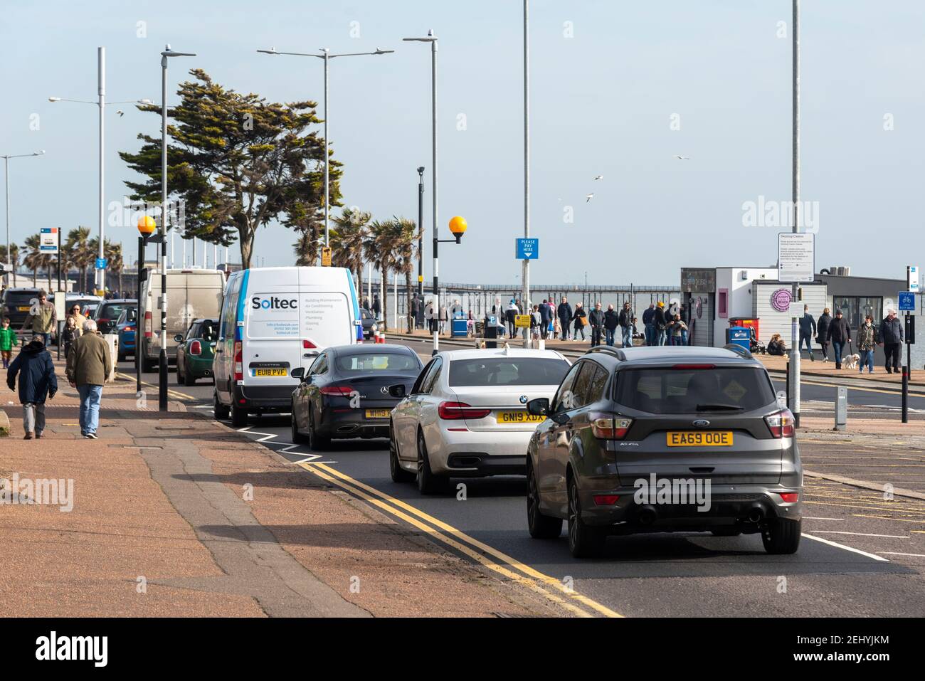 Southend on Sea, Essex, UK. 20th Feb, 2021. The warm and sunny weather