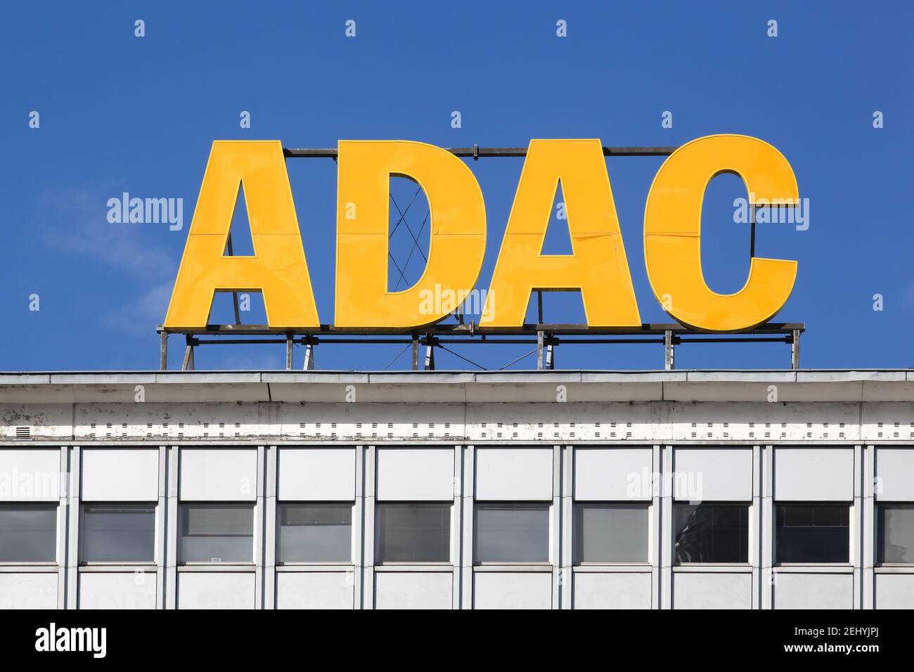 Berlin, Germany - July 12, 2020: ADAC logo on a building. adac is Europe's largest motoring association Stock Photo