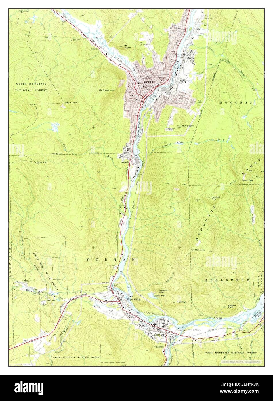 Map of Berlin New Hampshire (1970)