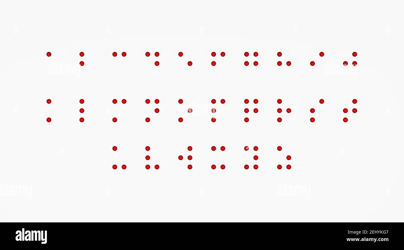 Braille dots alphabet for visually impaired. Formed out of red spheres