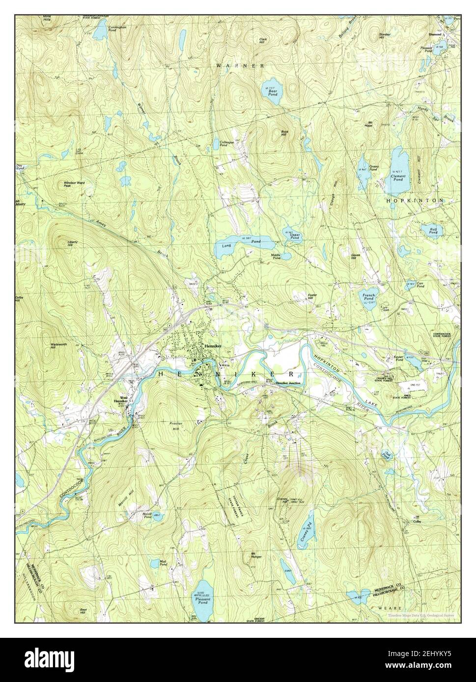 Henniker, New Hampshire, map 1987, 124000, United States of America by