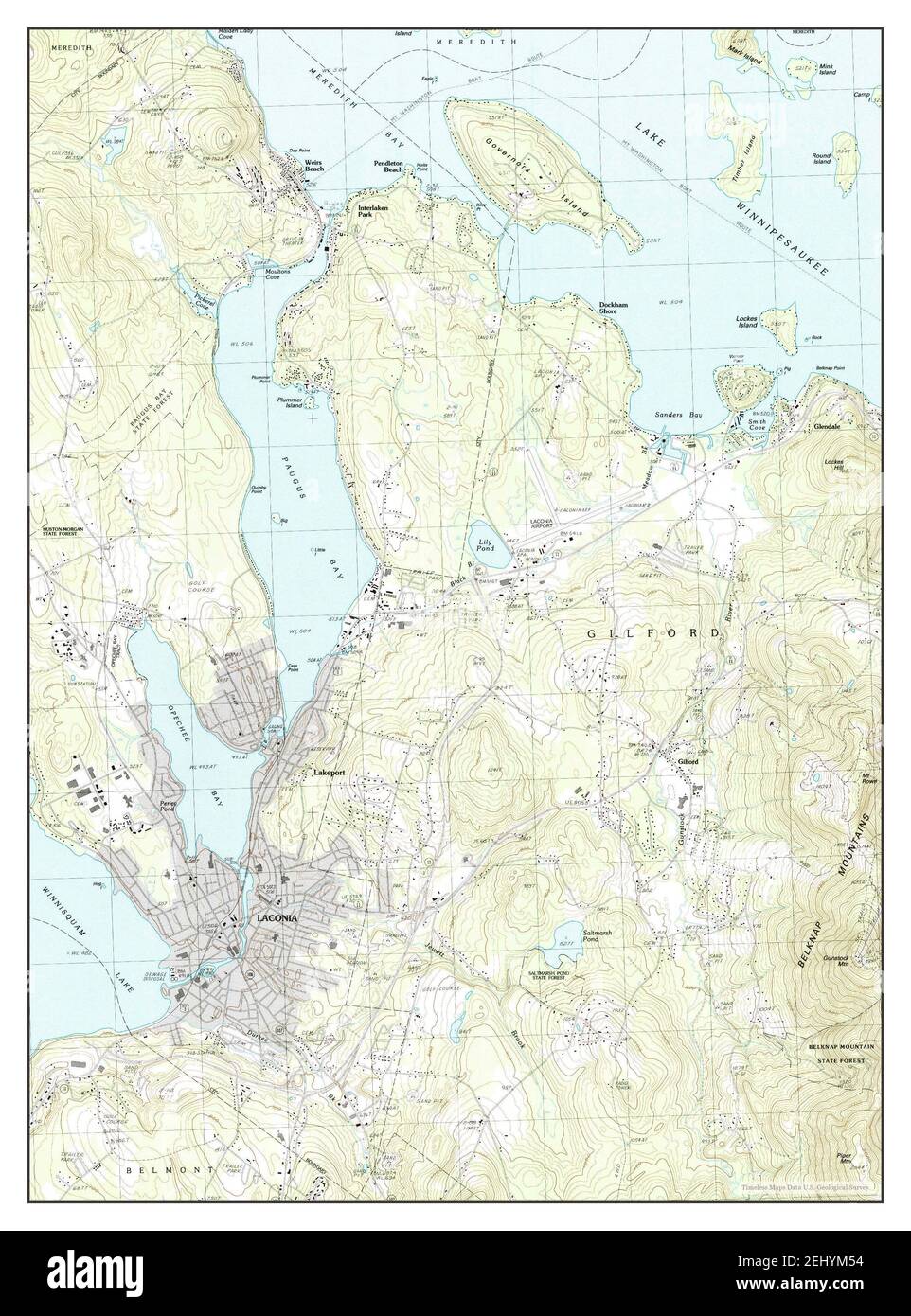 Laconia, New Hampshire, map 1987, 1:24000, United States of America by Timeless Maps, data U.S. Geological Survey Stock Photo