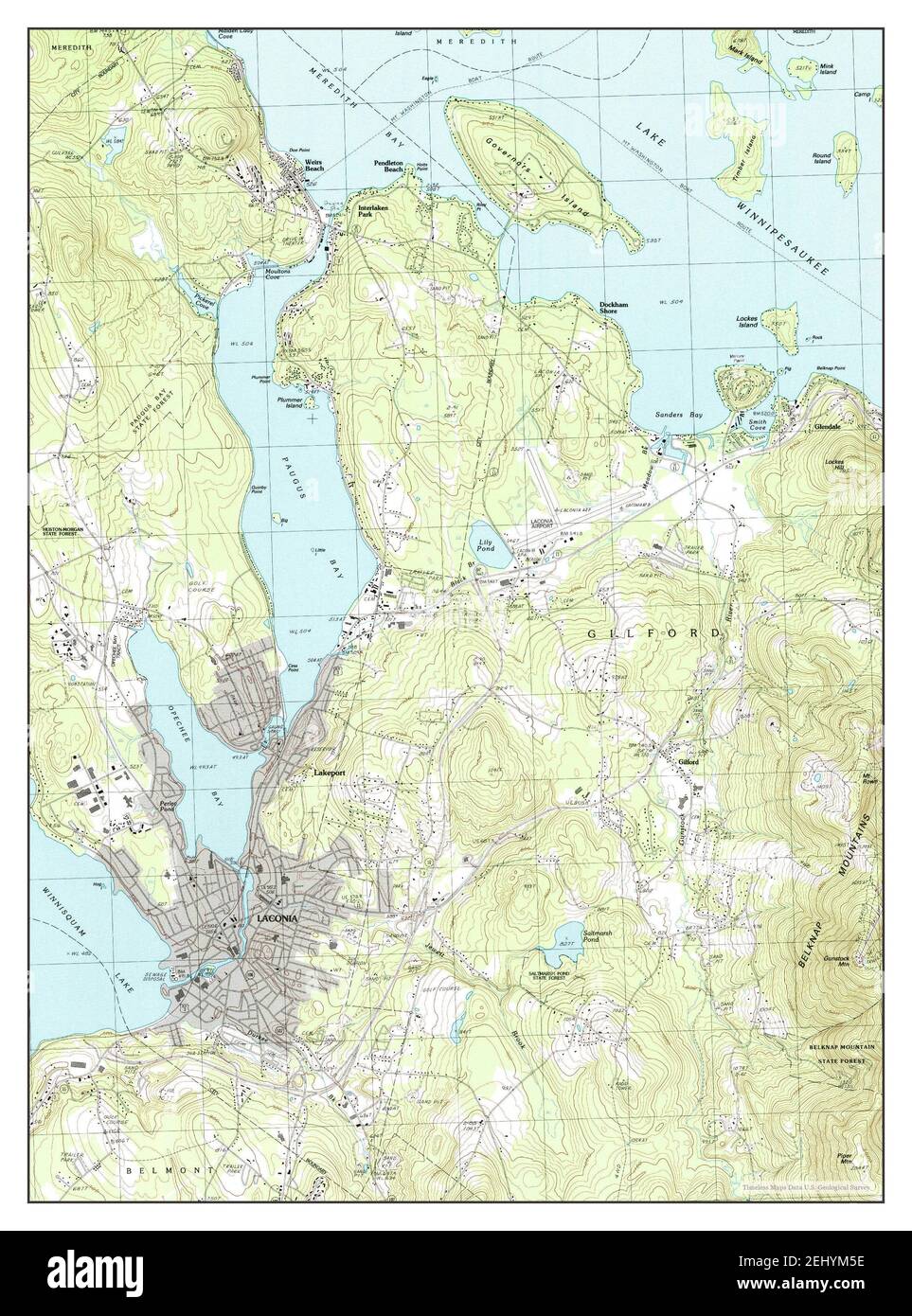 Laconia, New Hampshire, map 1987, 1:24000, United States of America by Timeless Maps, data U.S. Geological Survey Stock Photo