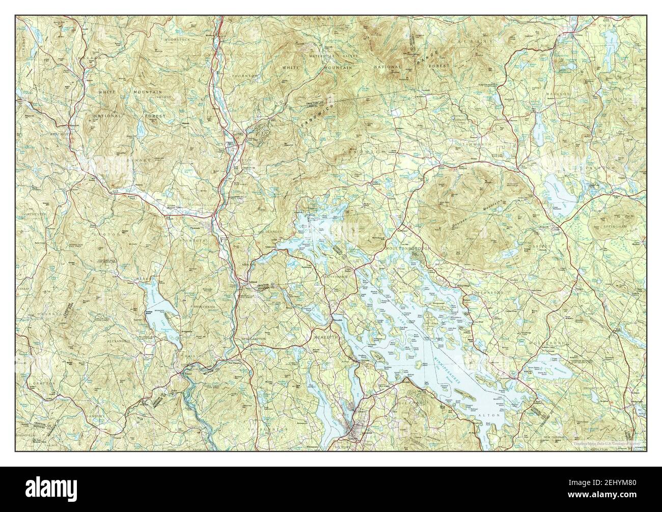 Lake Winnipesaukee Topographic Maps Lake Winnipesaukee, New Hampshire, Map 1986, 1:100000, United States Of  America By Timeless Maps, Data U.s. Geological Survey Stock Photo - Alamy