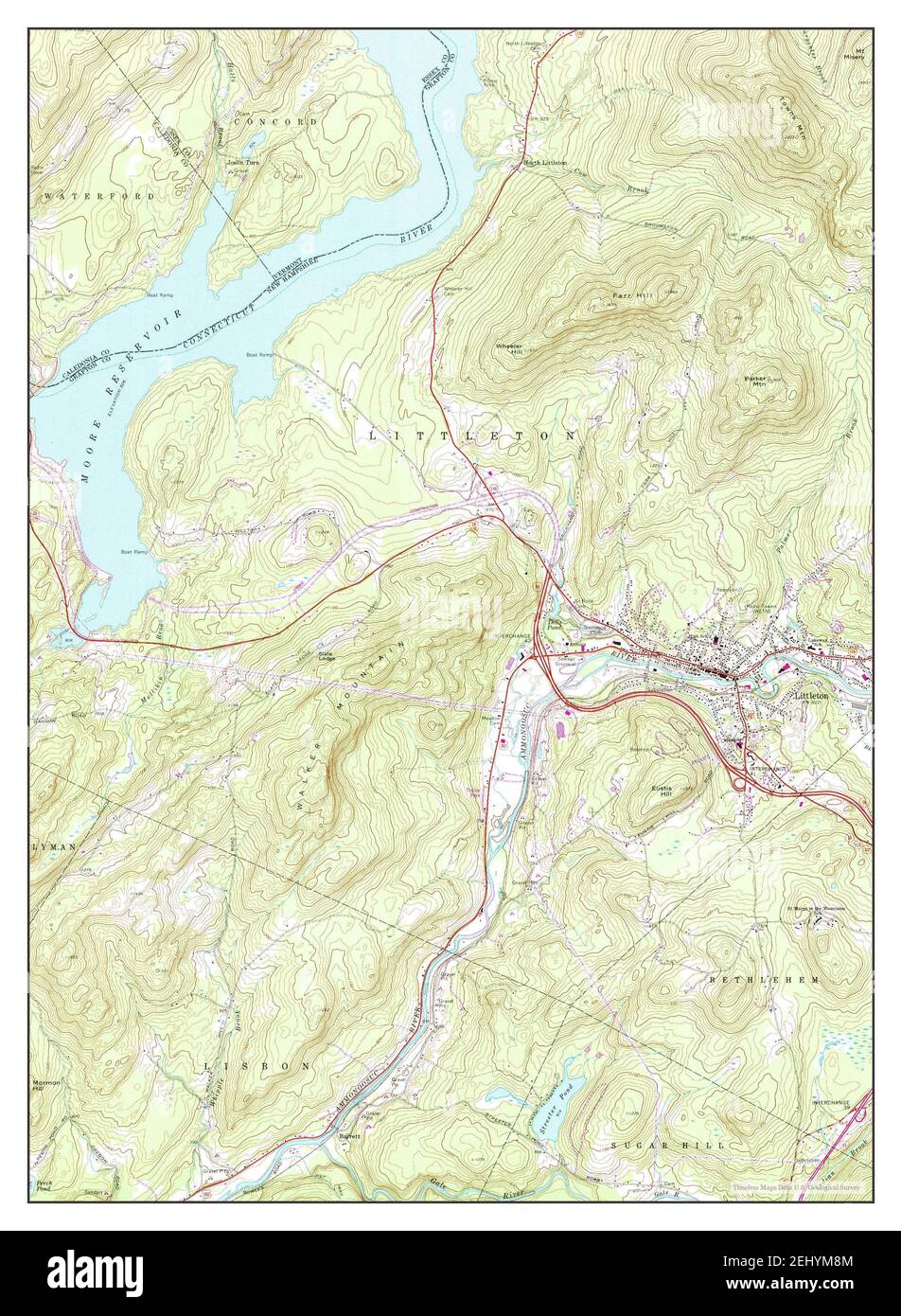Littleton, New Hampshire, map 1971, 1:24000, United States of America by Timeless Maps, data U.S. Geological Survey Stock Photo