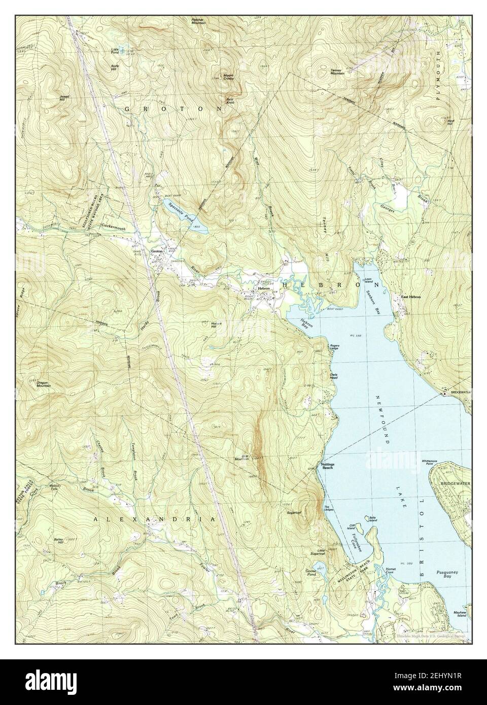 Newfound Lake, New Hampshire, map 1987, 124000, United States of