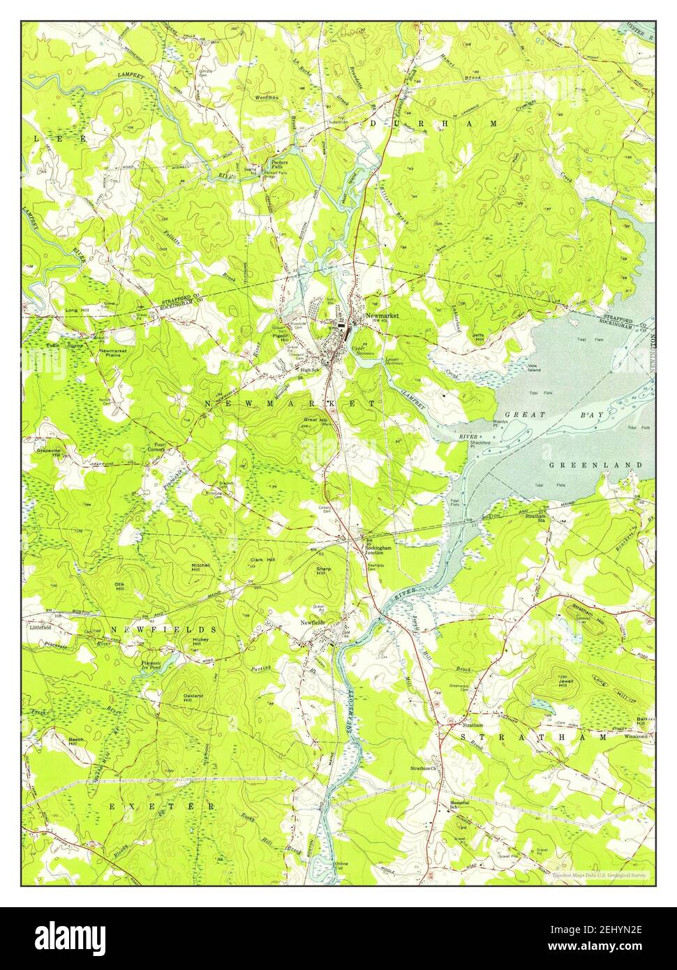 Newmarket, New Hampshire, map 1956, 124000, United States of America