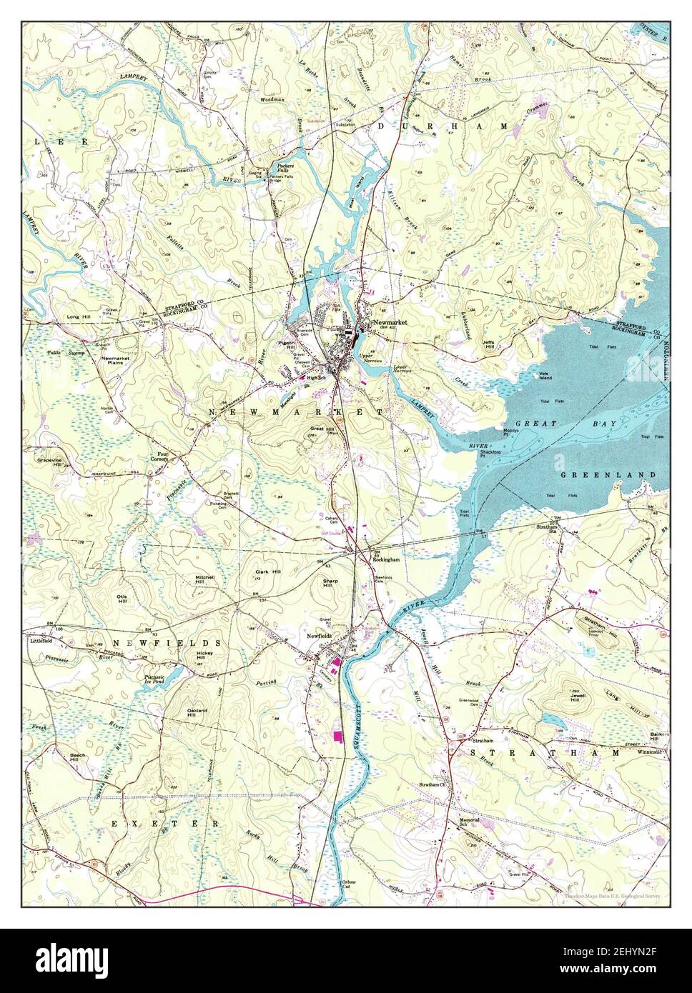 Newmarket, New Hampshire, map 1956, 124000, United States of America