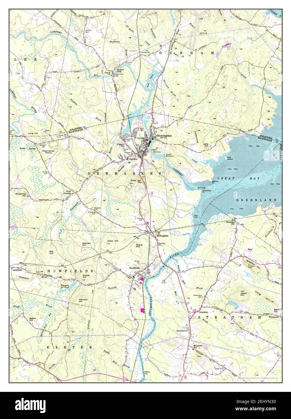 Newmarket, New Hampshire, map 1956, 124000, United States of America