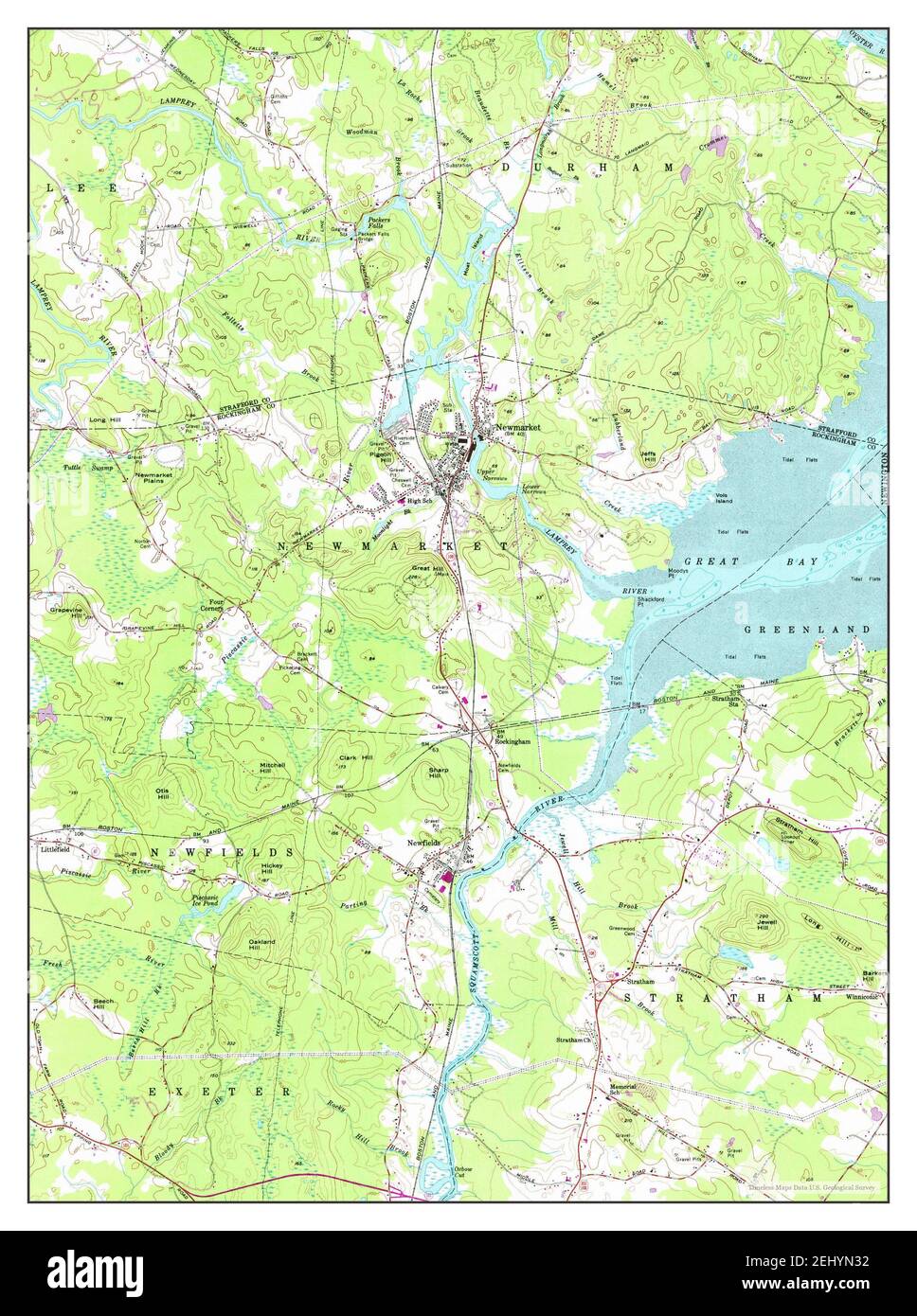Newmarket, New Hampshire, map 1956, 124000, United States of America