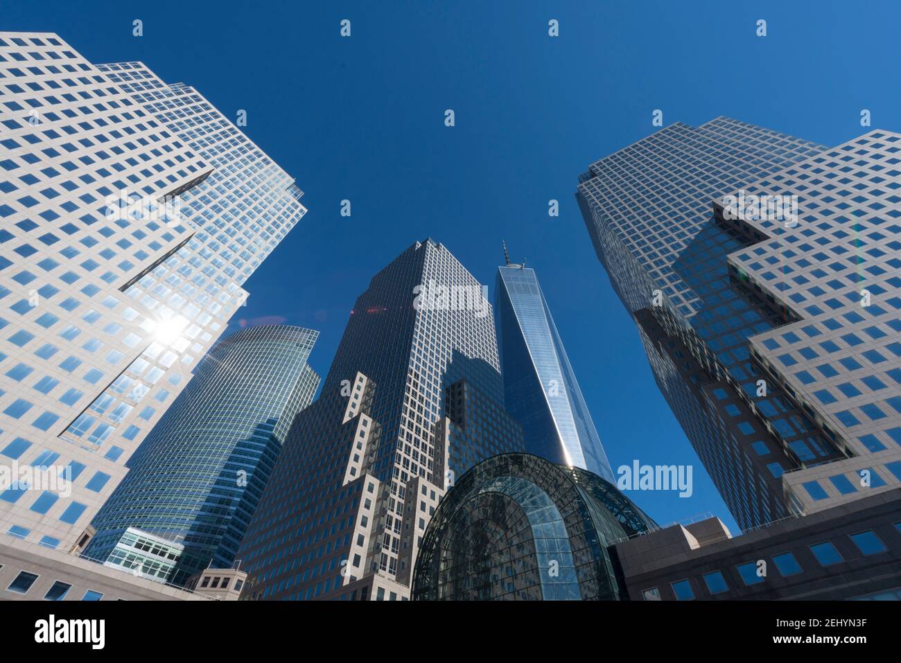 High-rise buildings stand under the blue sky in Brookfield Place (World ...