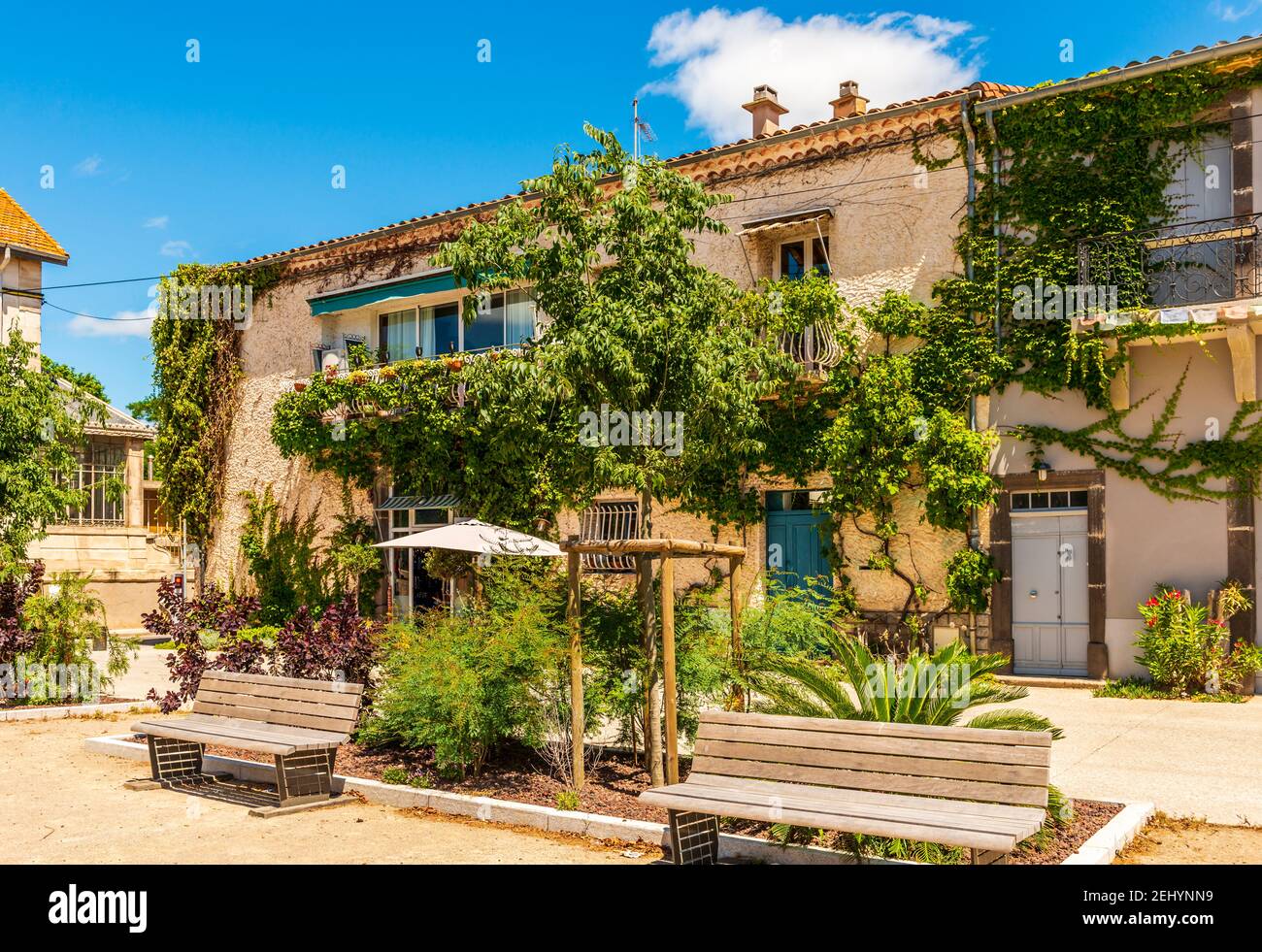 Place on the port of Marseillan in summer in the Hérault in Occitanie, France Stock Photo
