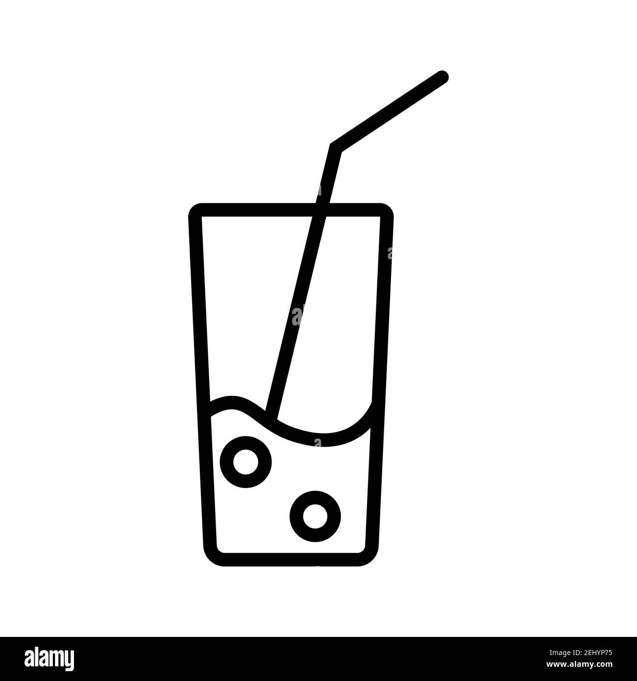 Glass tumbler with straw and water. Simple food icon in trendy line style isolated on white background for web apps and mobile concept. Vector Illustr Stock Vector