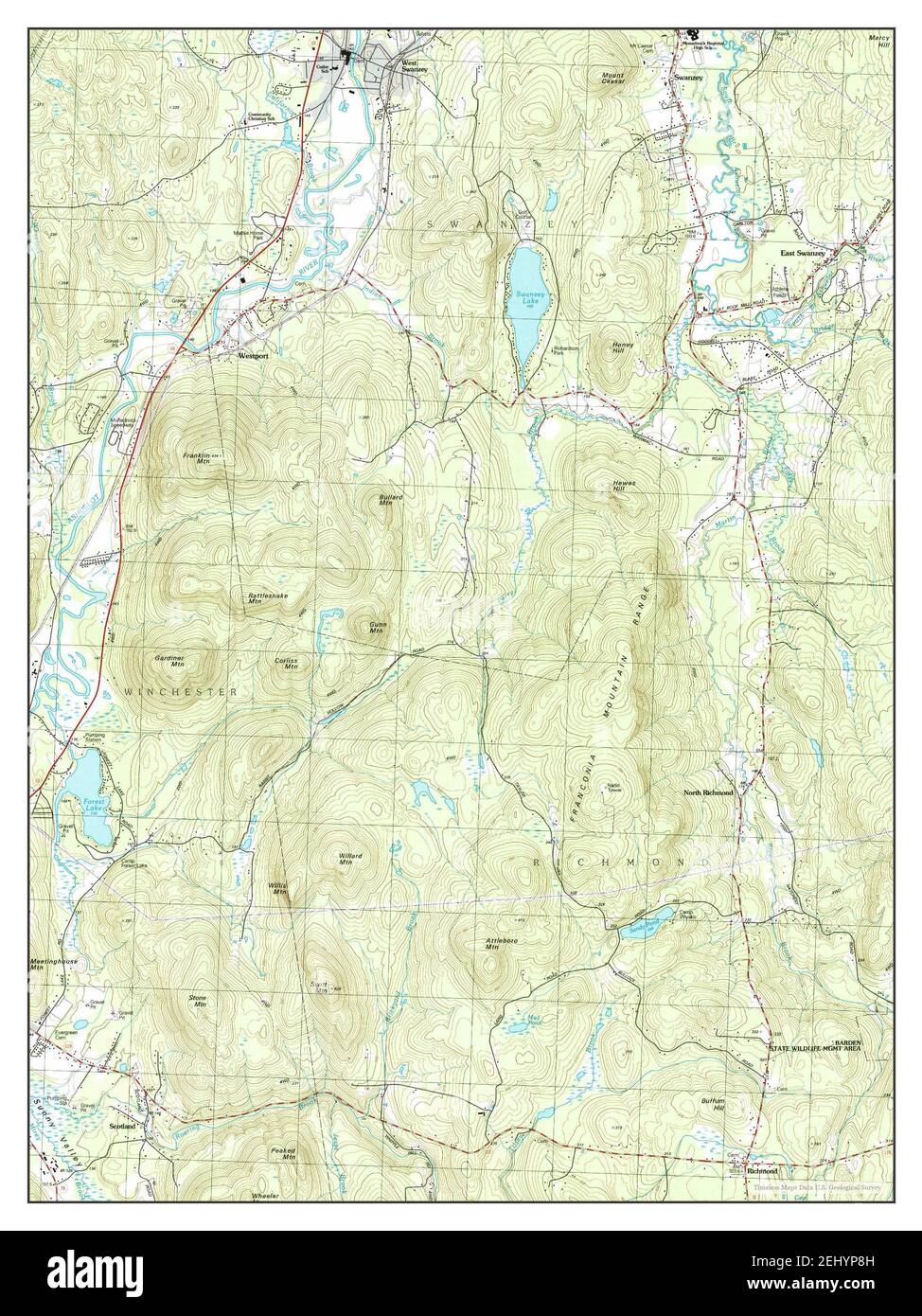 West Swanzey, New Hampshire, map 1998, 124000, United States of