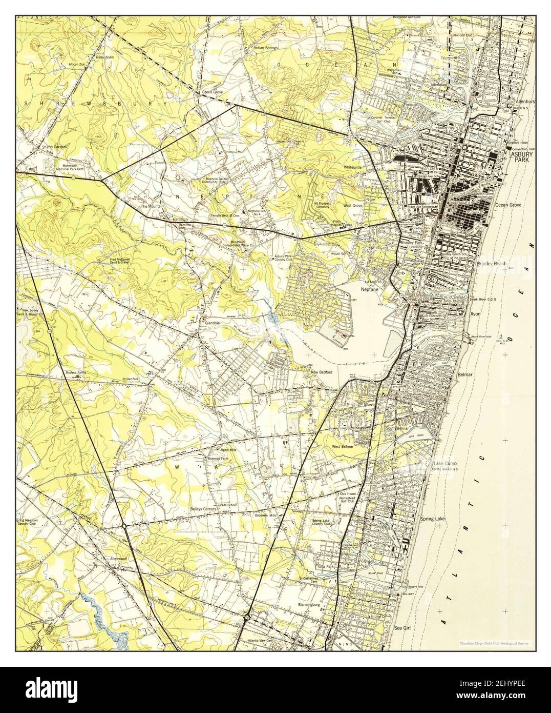 Asbury Park, New Jersey, map 1943, 124000, United States of America by